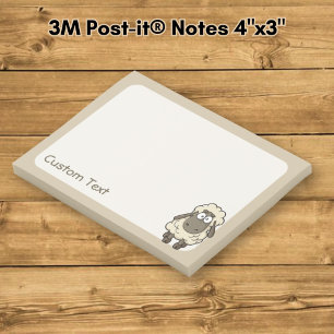 Schaf Cartoon Beige Post-it Klebezettel