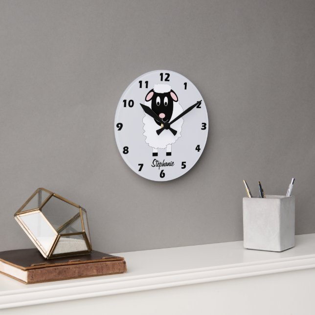 Schaf Design Personalisiert Runde Wanduhr (Büro)