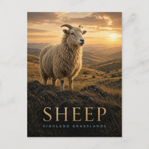 Schaf Hochland Grasland Wildtier TIER Postkarte