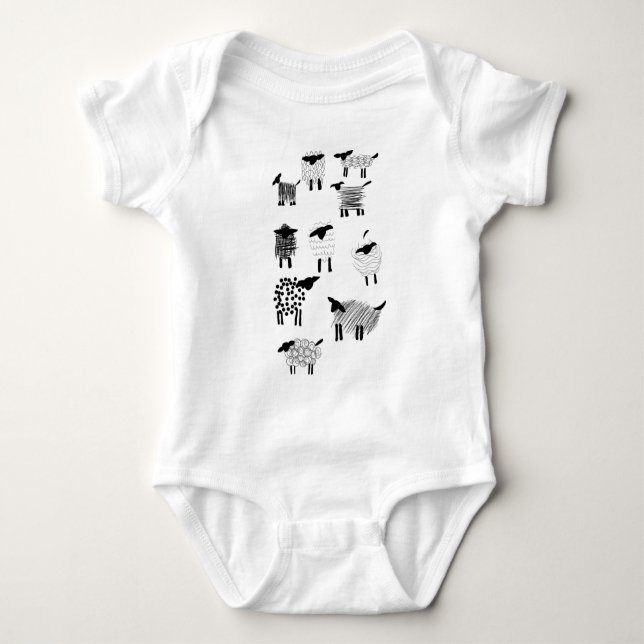 Schaf-Kritzeleien Baby Strampler (Vorderseite)