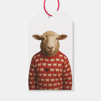 Schaf mit schwarzem Schafpullover Geschenkanhänger