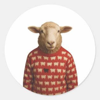 Schaf mit schwarzem Schafpullover Runder Aufkleber