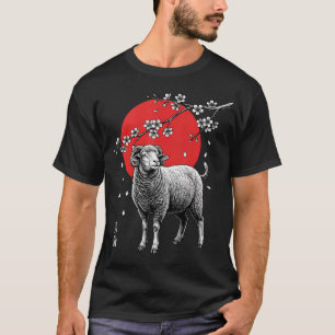 Schaf-Sakura-Kirschblüten-Japanisch T-Shirt