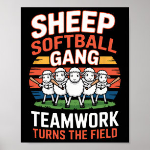 Schaf Softll Gang Teamarbeit macht das Feld Spaß _ Poster