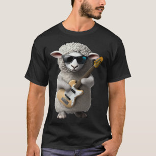 Schaf spielt elektrische Gitarre  Tier Schaf  Gita T-Shirt
