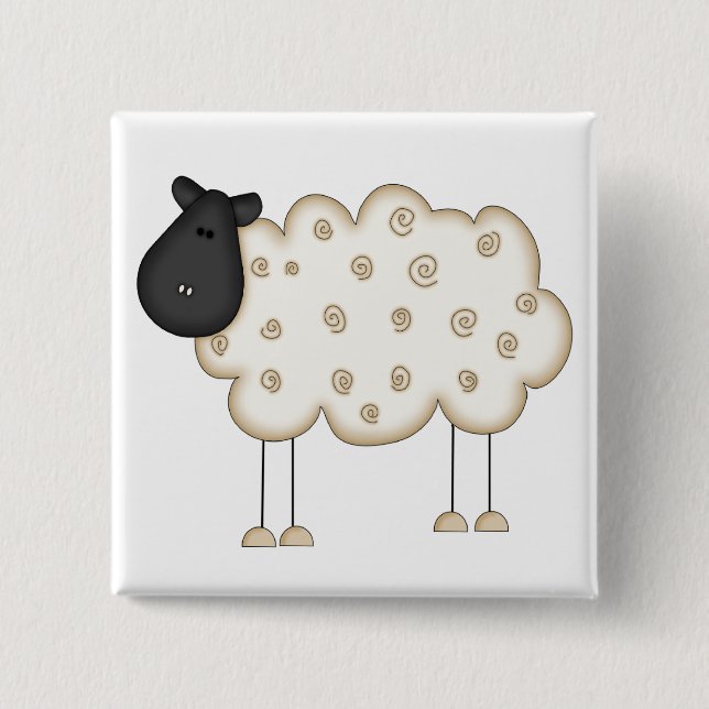 Schaf-Stick-Figur-T-Shirts und Geschenke Button (Vorderseite)
