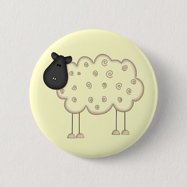 Schaf-Stick-Figur-T-Shirts und Geschenke Button (Vorderseite)