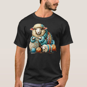 Schaf Stricken Häkeln Garn Handarbeit Strickerin H T-Shirt