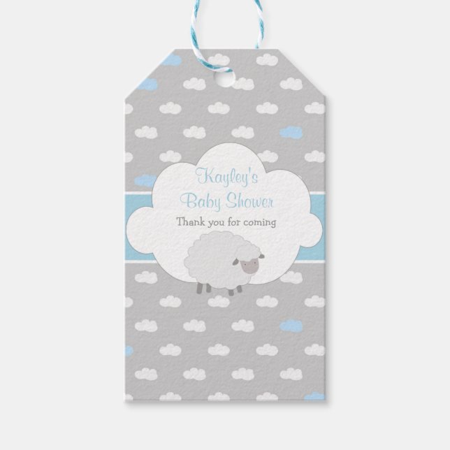 Schaf- und Cloud-Baby-Dusche Gefallen Geschenketik Geschenkanhänger (Vorderseite)