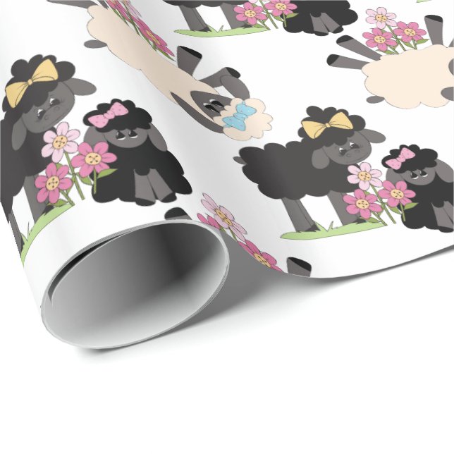 Schaf und Lämmer Geschenkpapier (Rolleneckpunkt)