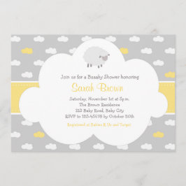Schaf-und Wolken-Einladung (graues Gelb) Einladung