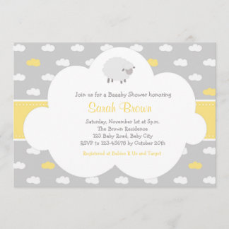 Schaf-und Wolken-Einladung (graues Gelb) Einladung
