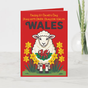 Schaf unterstützt Wales St. Davids-Tag-Design Karte