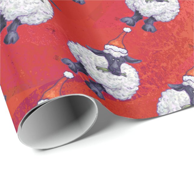 Schaf-Weihnachten auf Rot Geschenkpapier (Rolleneckpunkt)