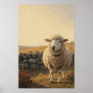 Schaf Whimsical Farm Fauna Kunst Druck Poster