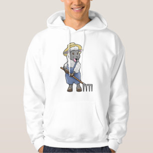 Schafe als Bauer mit Rake & Hat Hoodie