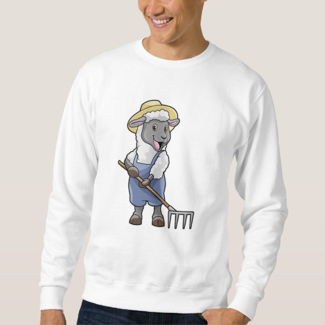 Schafe als Bauer mit Rake & Hat Sweatshirt (Vorderseite)