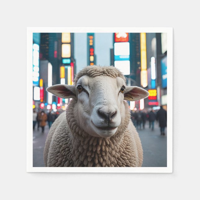 Schafe auf dem Times Square Serviette (Vorderseite)