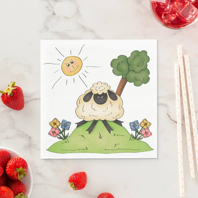 Schafe auf einem Hügelpapier Napkins Serviette (Von Creator hochgeladen)