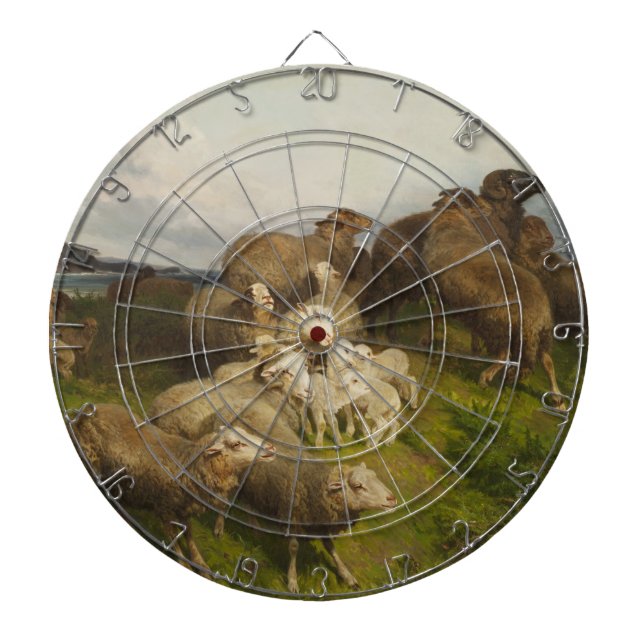 Schafe auf einer Wiese (von August Friedrich Schen Dartscheibe (vorne)