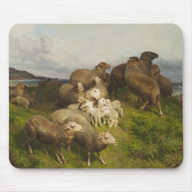 Schafe auf einer Wiese (von August Friedrich Schen Mousepad (Vorne)