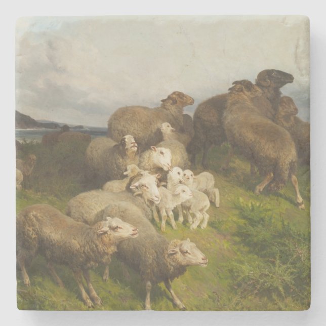 Schafe auf einer Wiese (von August Friedrich Schen Steinuntersetzer (Vorderseite)