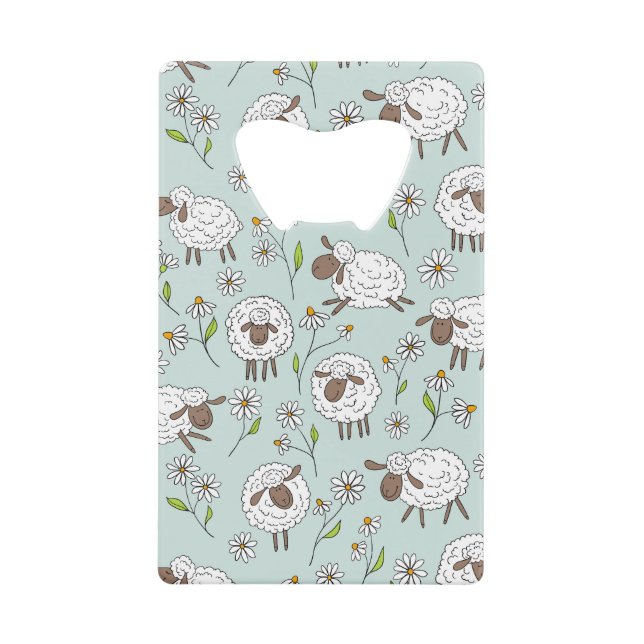 Schafe auf Meerglas blau zählen Geldbeutel Flaschenöffner (Vorderseite)