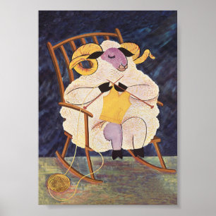 Schafe, die ein Vintages Tierplakat im Pullover fe Poster