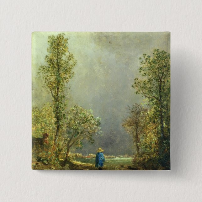 Schafe, die einen Sturm aufpassen Button (Vorderseite)