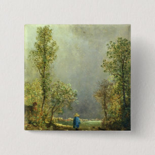 Schafe, die einen Sturm aufpassen Button