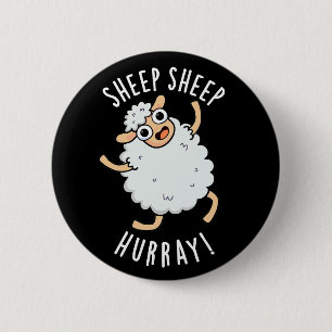 Schafe Hurray Funny Animal Puck Dark BG Button