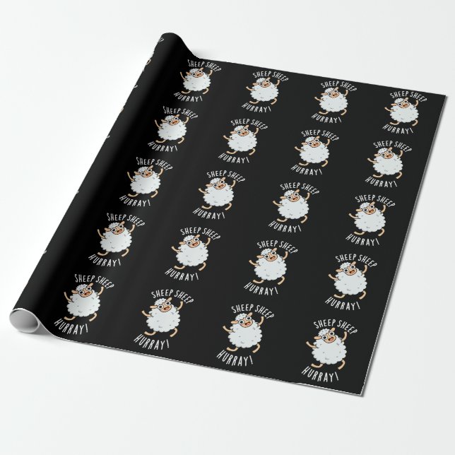 Schafe Hurray Funny Animal Puck Dark BG Geschenkpapier (Ungerollt)