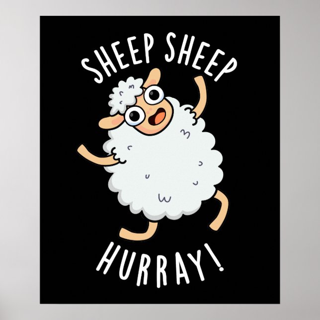 Schafe Hurray Funny Animal Puck Dark BG Poster (Vorne)