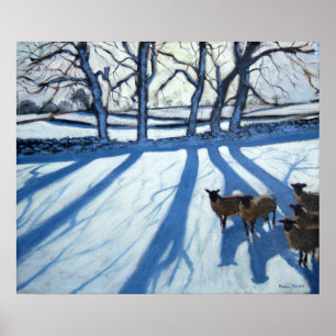 Schafe im Schnee Derbyshire Poster