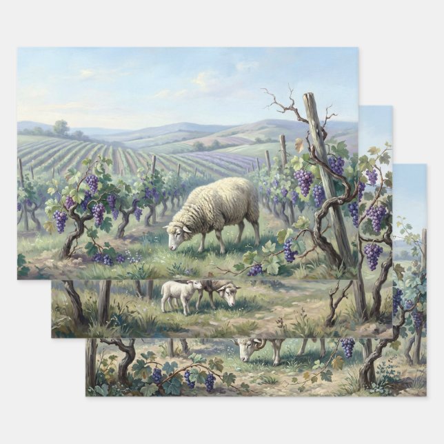 Schafe im Weinberg-Decoupage Geschenkpapier Set (Set)