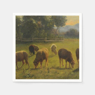 Schafe in einer ländlichen Landschaft (französisch Serviette