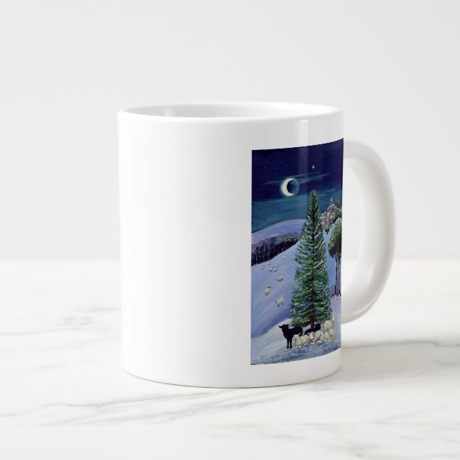 Schafe in einer Winter-Landschaft Jumbo-Tasse (Vorderseite Rechts)