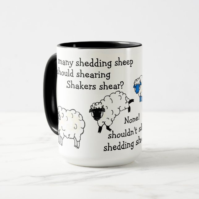 Schafe/Lämmer Hörzungenbrecher Tasse (Vorderseite Links)