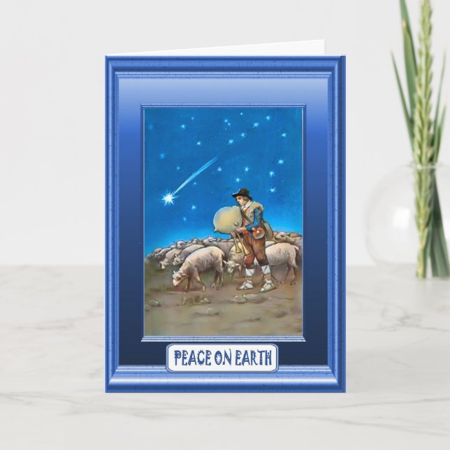 Schafe mit ihrem Schäfer Feiertagskarte (Vorderseite)