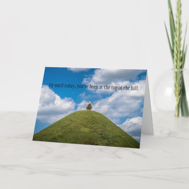 Schafe oben auf dem Hügel/Über dem Hügel Geburtsta Karte (Vorderseite)