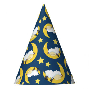 Schafe, schlafende Schafe, Mond, Sterne Partyhütchen