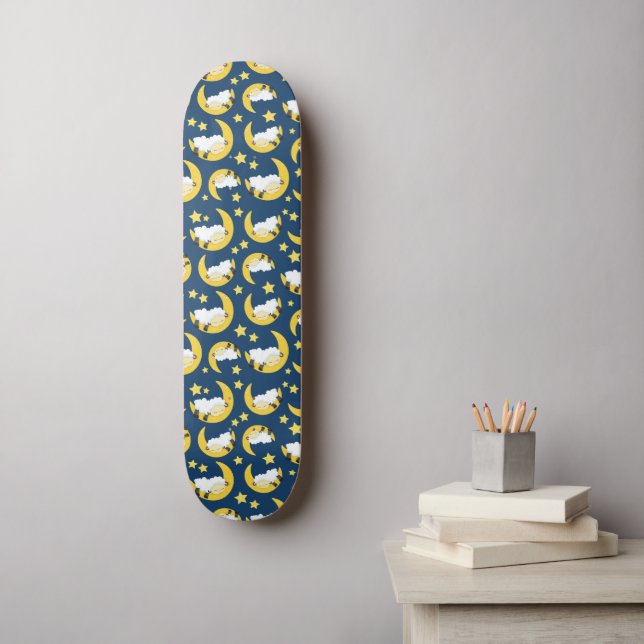 Schafe, schlafende Schafe, Mond, Sterne Skateboard (Wandkunst)