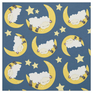 Schafe, schlafende Schafe, Mond, Sterne Stoff