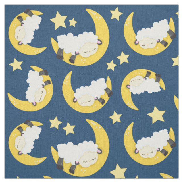 Schafe, schlafende Schafe, Mond, Sterne Stoff (Muster)