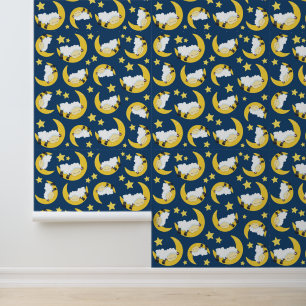 Schafe, schlafende Schafe, Mond, Sterne Tapete