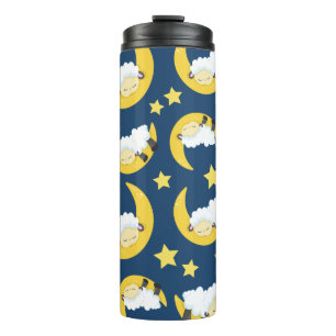 Schafe, schlafende Schafe, Mond, Sterne Thermosbecher