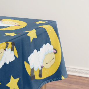 Schafe, schlafende Schafe, Mond, Sterne Tischdecke