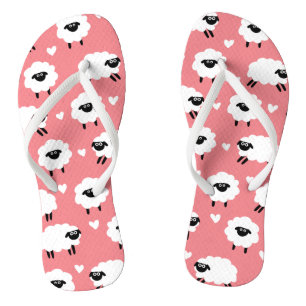 Schafe und Herzen - rosa Flip Flops