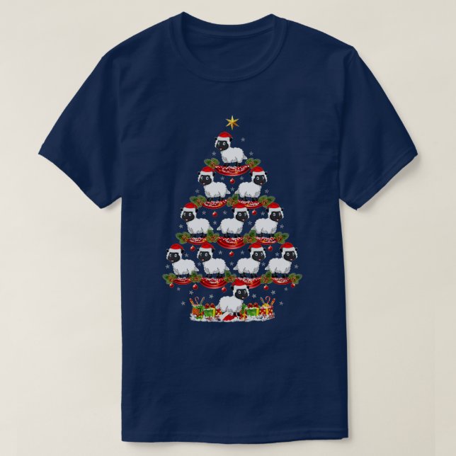 Schafe Weihnachtsbaumen leuchten Schafweihnachtsfe T-Shirt (Design vorne)