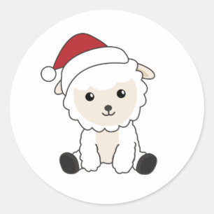 Schafe Weihnachtsschnee Wintertiere Schafe Runder Aufkleber